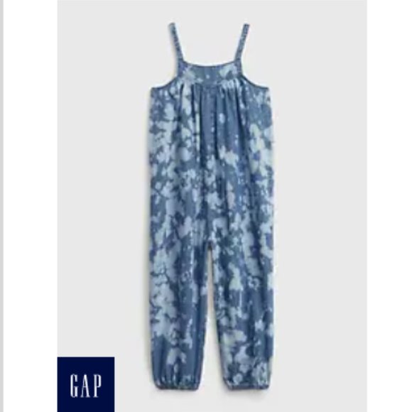 NWT Toddler Girls Tie-Dye Denim Jumpsuit 2T - Picture 1 of 4